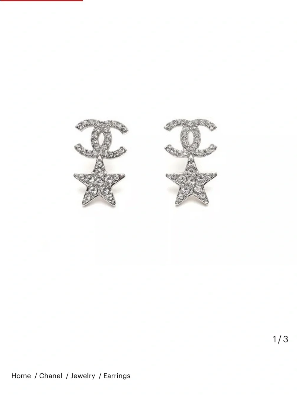 CHANEL Silver Crystal CC Star Drop Earrings ✨